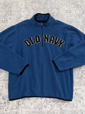 vintage y2k Old Navy spellout fleece crewneck 1/4 zip sweatshirt